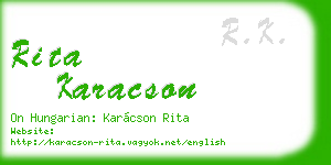 rita karacson business card