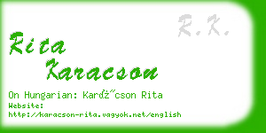 rita karacson business card